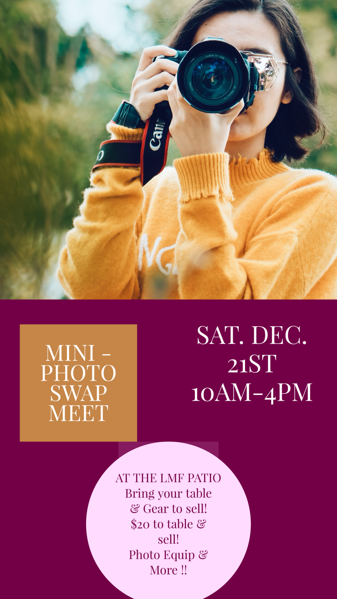 MINI PHOTO SWAP EVENT  DEC. 21ST (TABLE FEE)